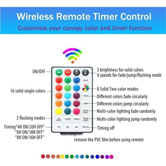 Bed Canopy with LEDStar Lights,Princess CanopyBed Curtain with 18Colors Changing - Picture 6 of 6